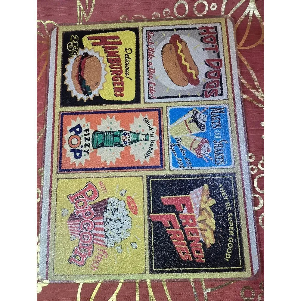 Nostalgic Retro Diner Tempered Glass Cutting Board